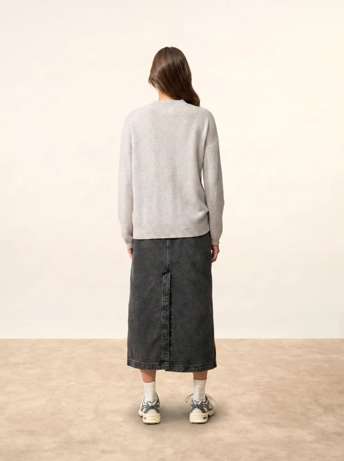 KAYLA Pull Col Rond Gris Clair Chiné