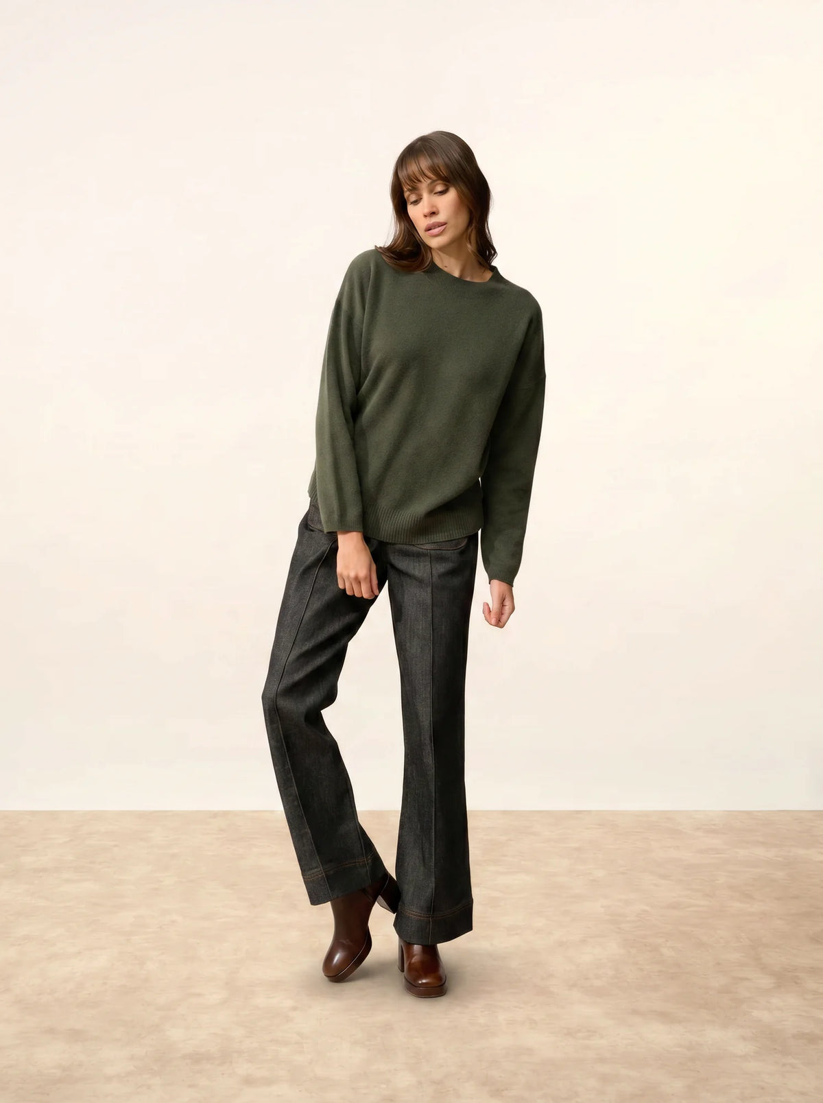 KAYLA Sweater Crew Neck Khaki
