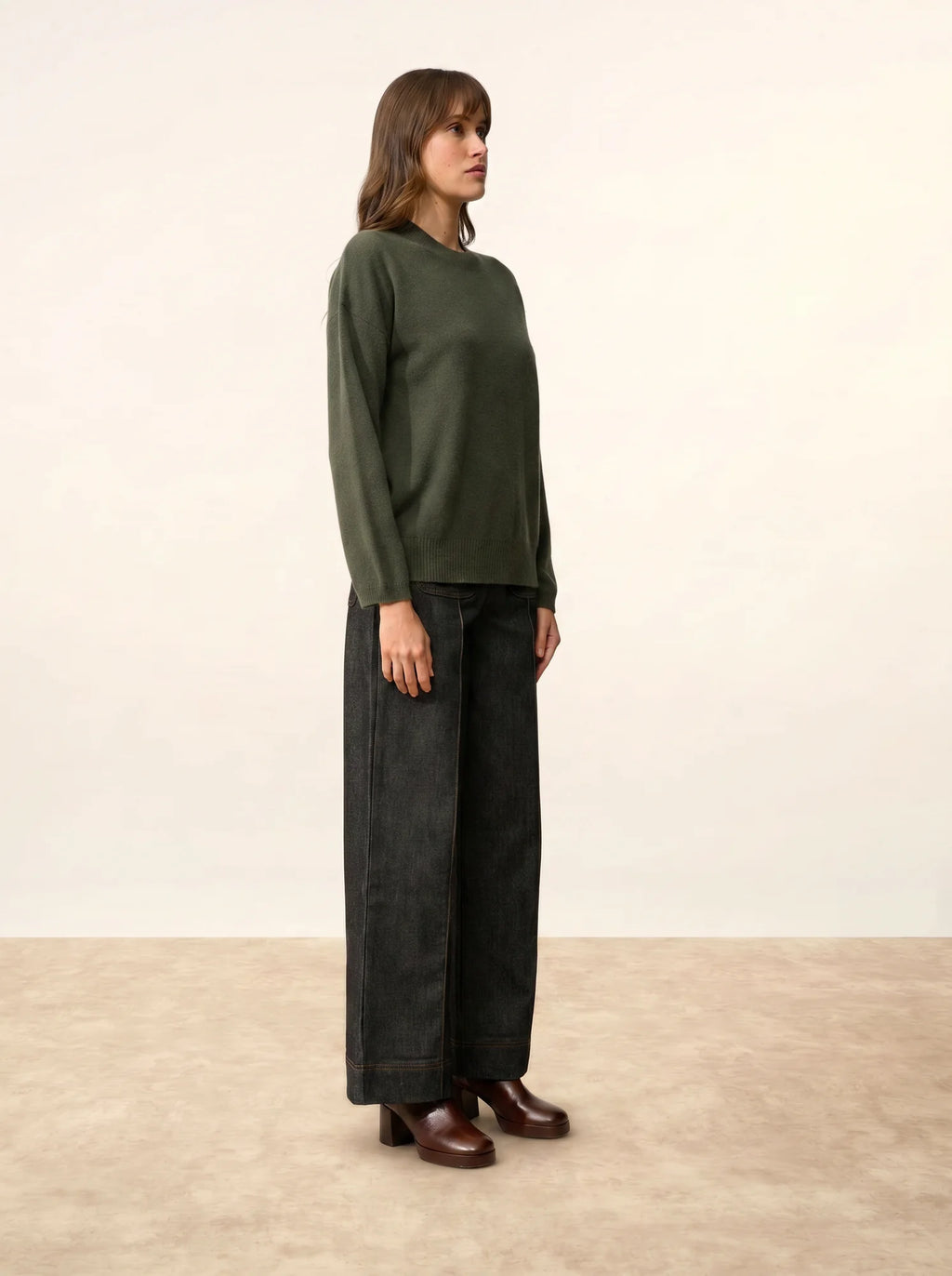 KAYLA Sweater Crew Neck Khaki