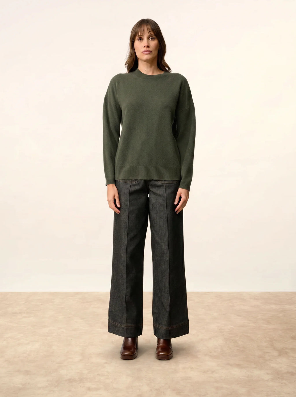 KAYLA Sweater Crew Neck Khaki