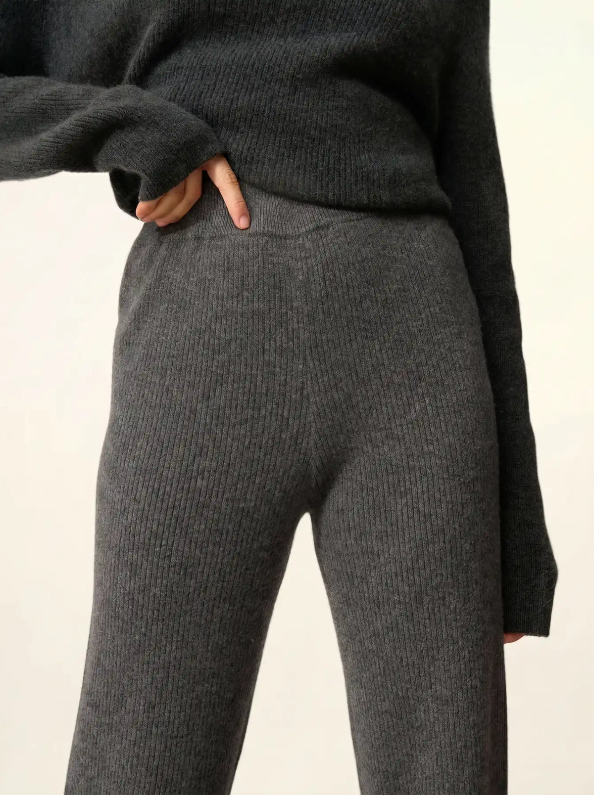 MARGRET Pantalon Évasé Anthracite Chiné