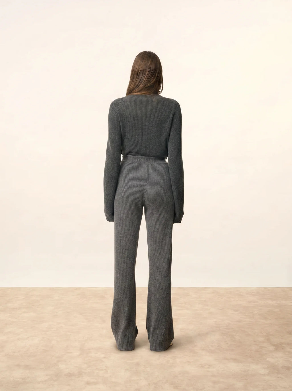 MARGRET Pantalon Évasé Anthracite Chiné