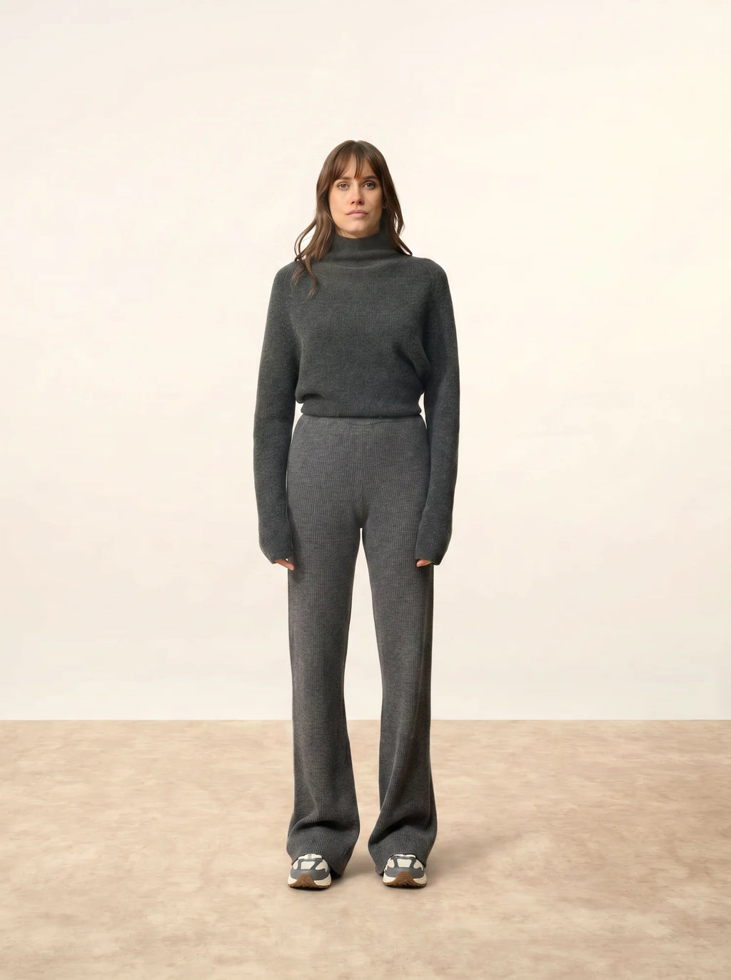 MARGRET Pantalon Évasé Anthracite Chiné