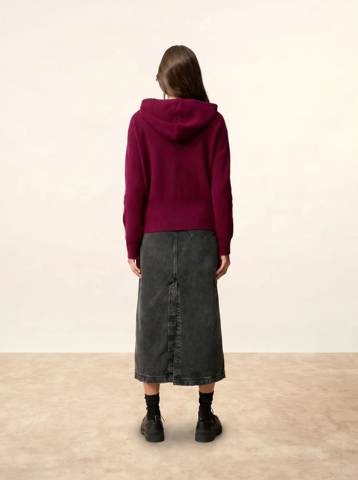 HELGA Vest Zipped Hooded Burgundy