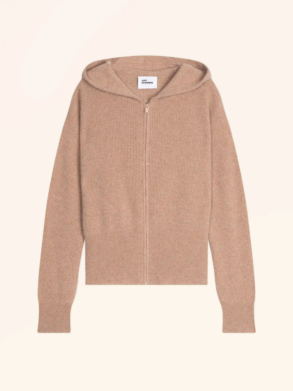 HELGA Gilet Zippé Capuche Camel Chiné