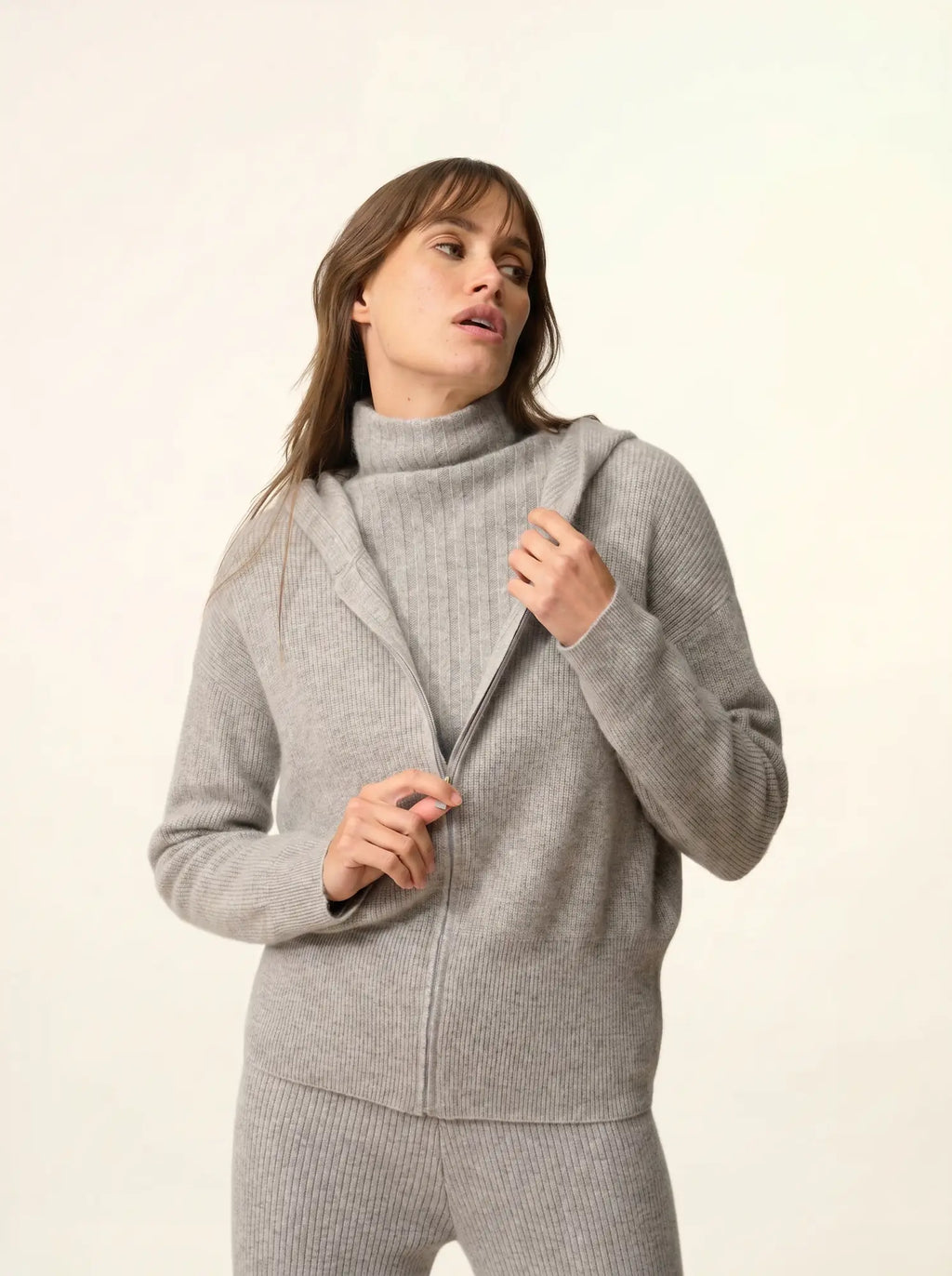 HELGA Vest Zipped Hooded Heather Cloud