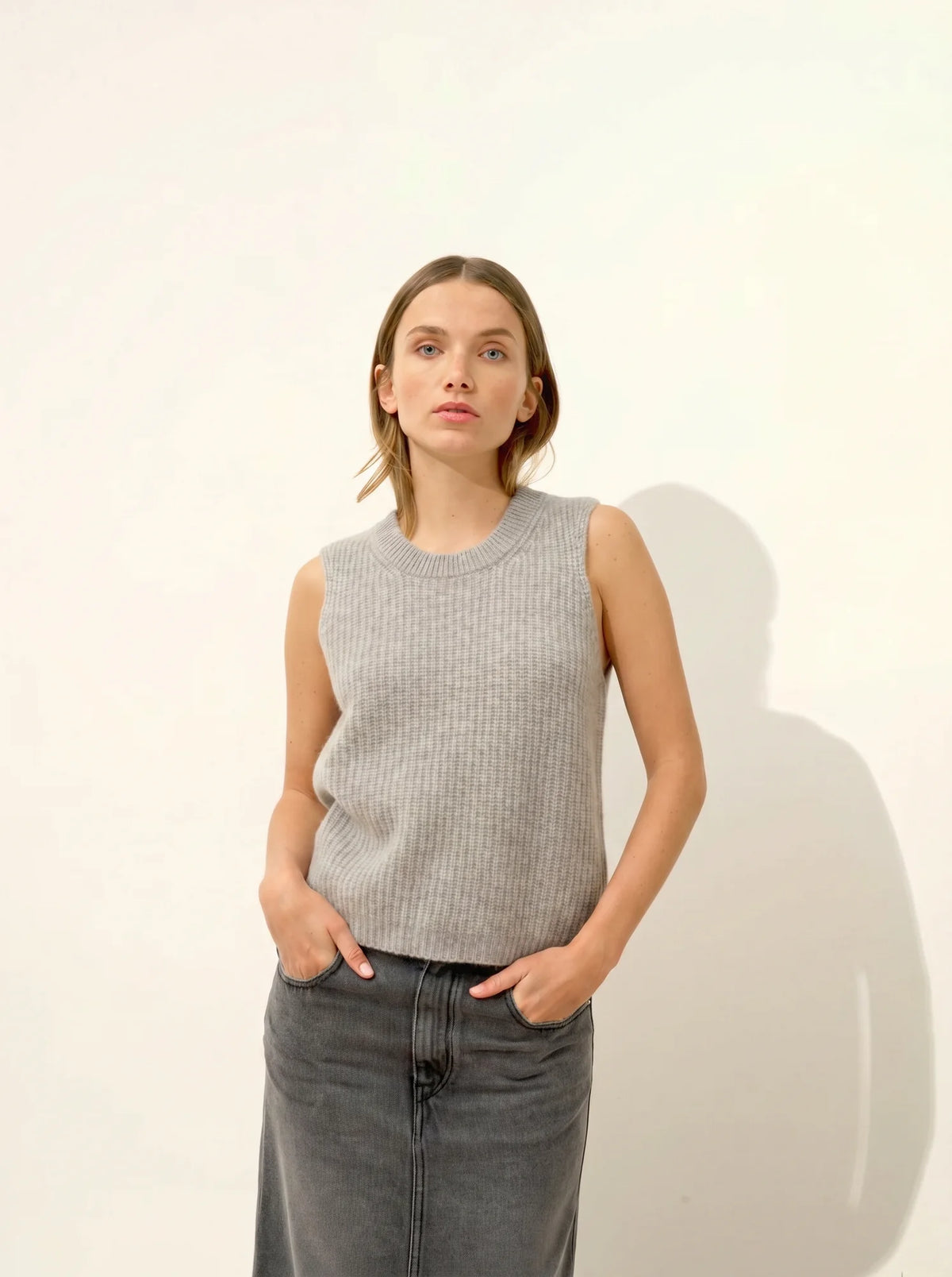 DAMPA Tank Top Crew Neck 6 Ply Heather Cloud