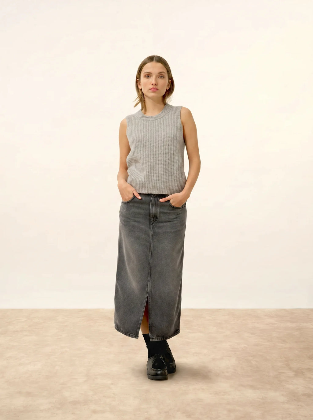 DAMPA Tank Top Crew Neck 6 Ply Heather Cloud