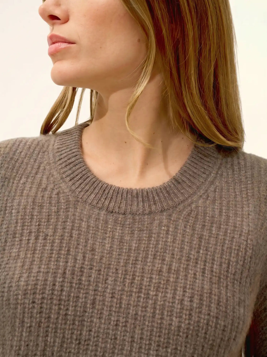 DAMPA Débardeur Col Rond 6 Fils Taupe Chiné