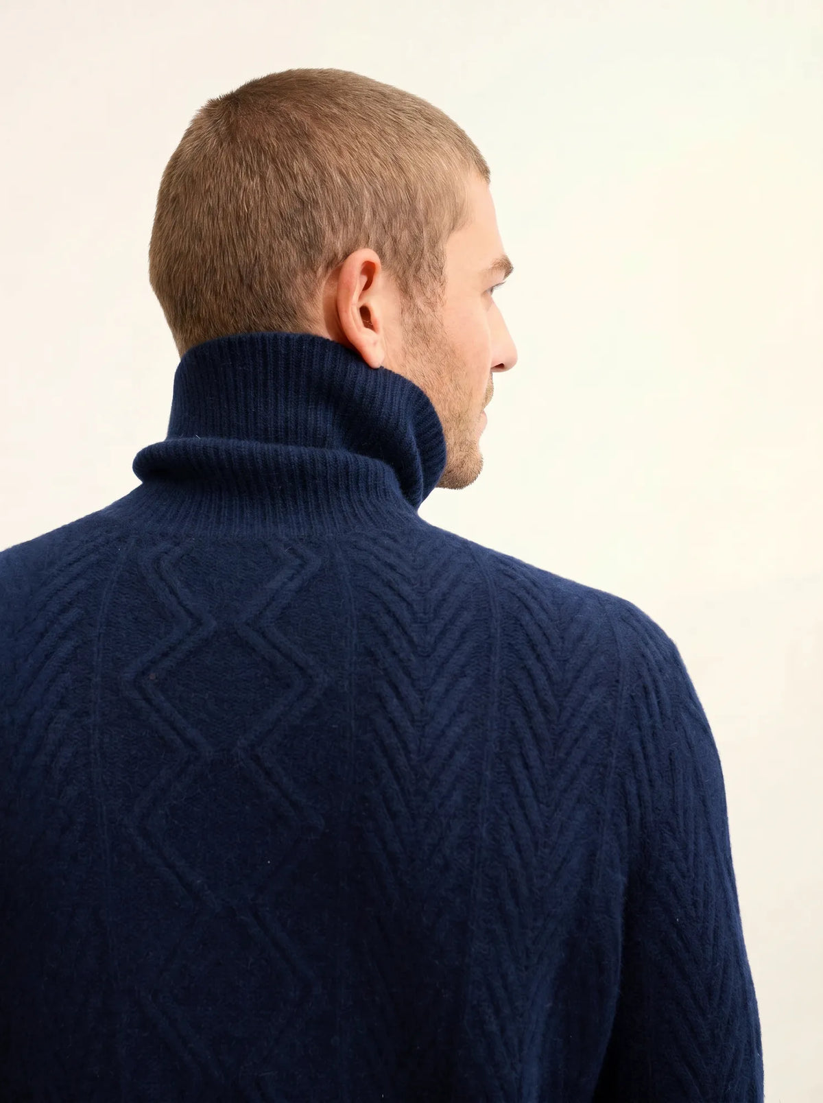 DORJE Pull Col Roulé 6 Fils Bleu Marine