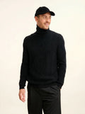 DORJE Pull Col Roulé 6 Fils Noir