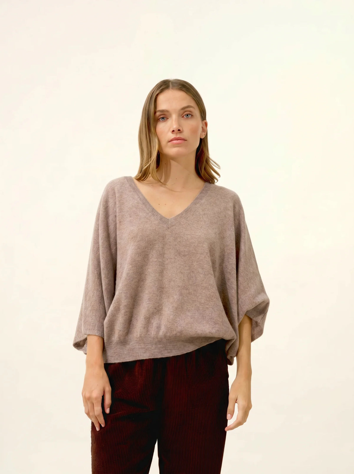 POLO Sweater V-Neck Batwing Heather Caribou