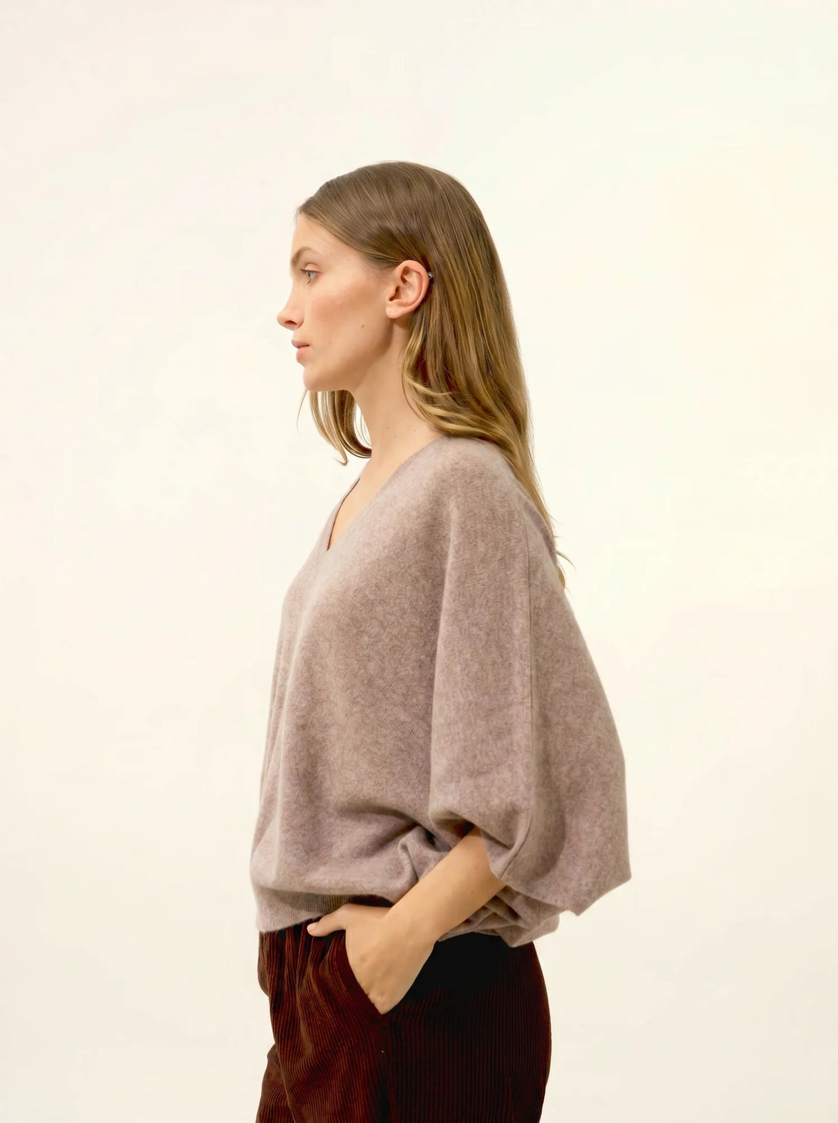 POLO Sweater V-Neck Batwing Heather Caribou