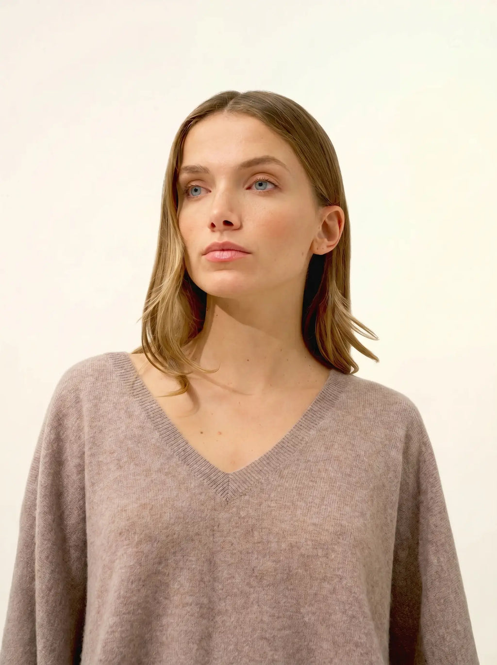 POLO Sweater V-Neck Batwing Heather Caribou