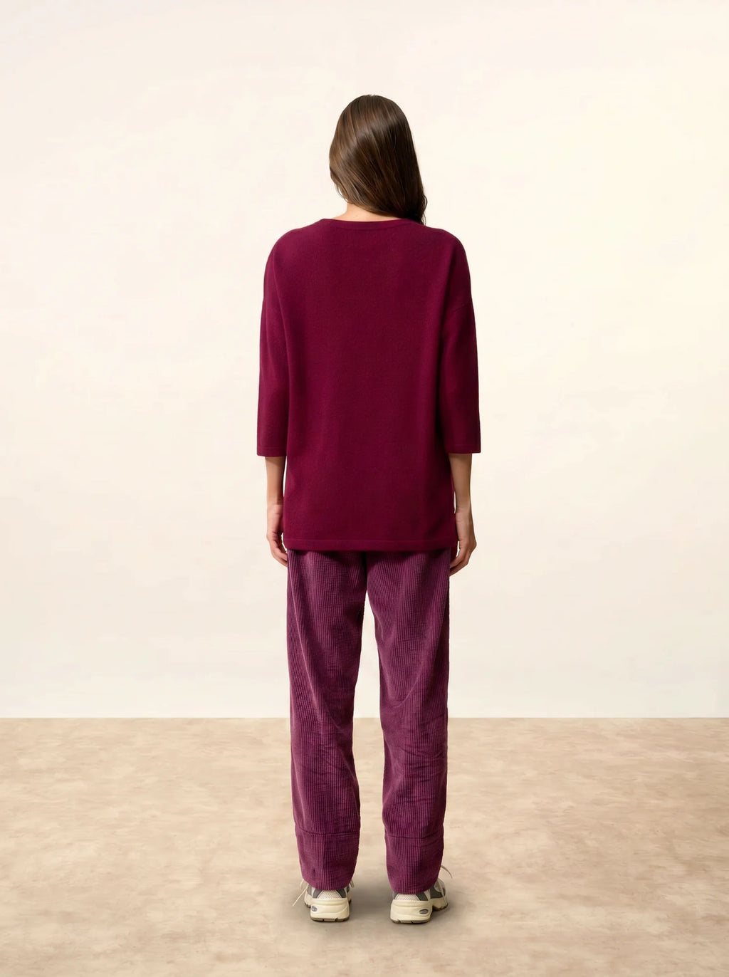 CLATTIE Pull Col Rond Bordeaux
