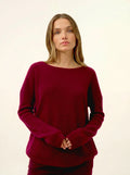 ARIANA Pull Col Bateau Bordeaux