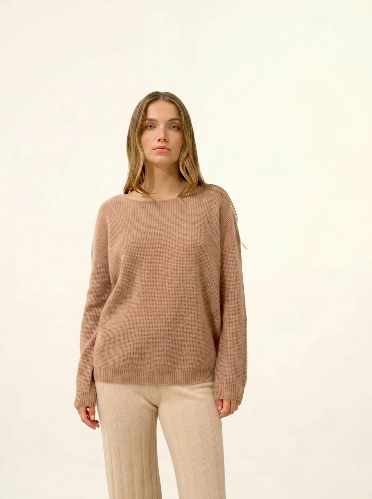ARIANA Pull Col Bateau Camel Chiné