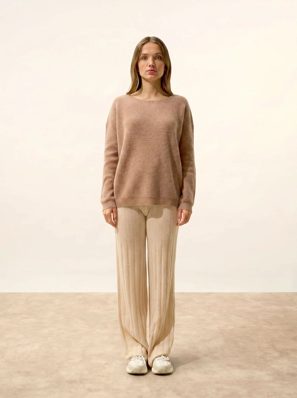ARIANA Pull Col Bateau Camel Chiné