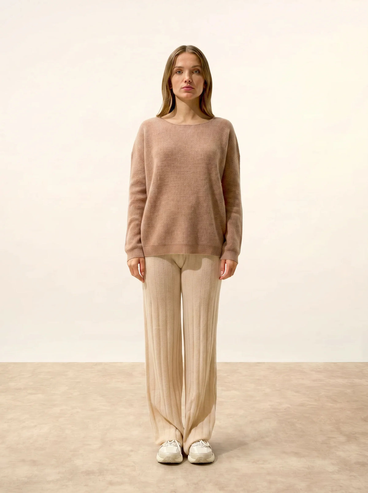ARIANA Pull Col Bateau Camel Chiné