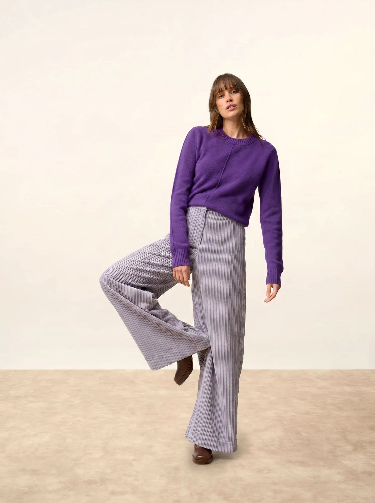 WILL Pull Col Rond 4 Fils Violette