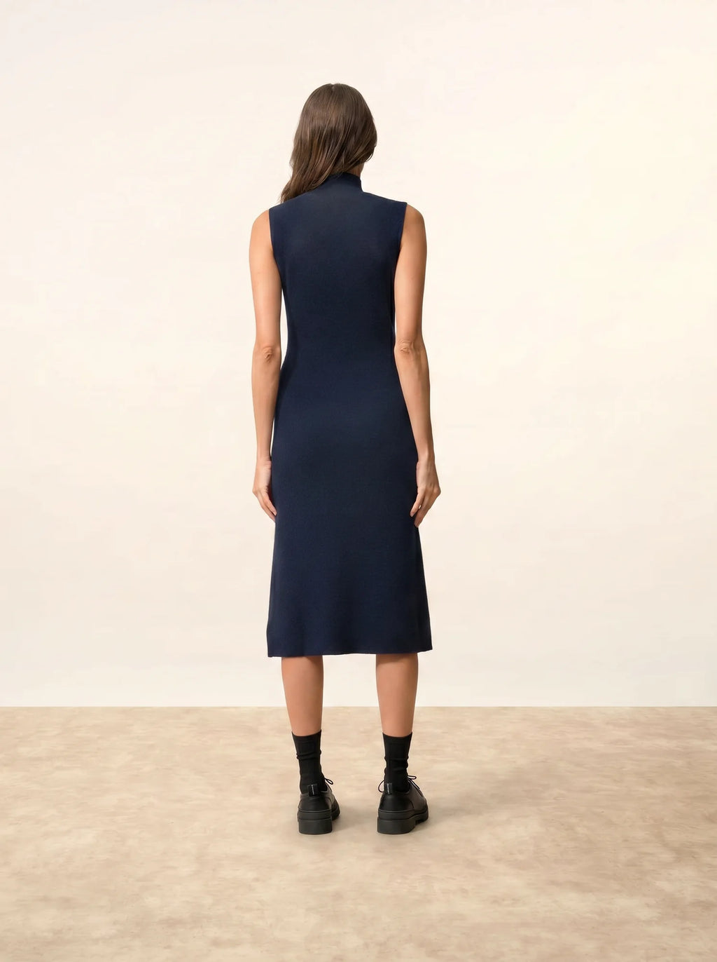 LOTTIE Robe Col Montant sans Manches Bleu Marine