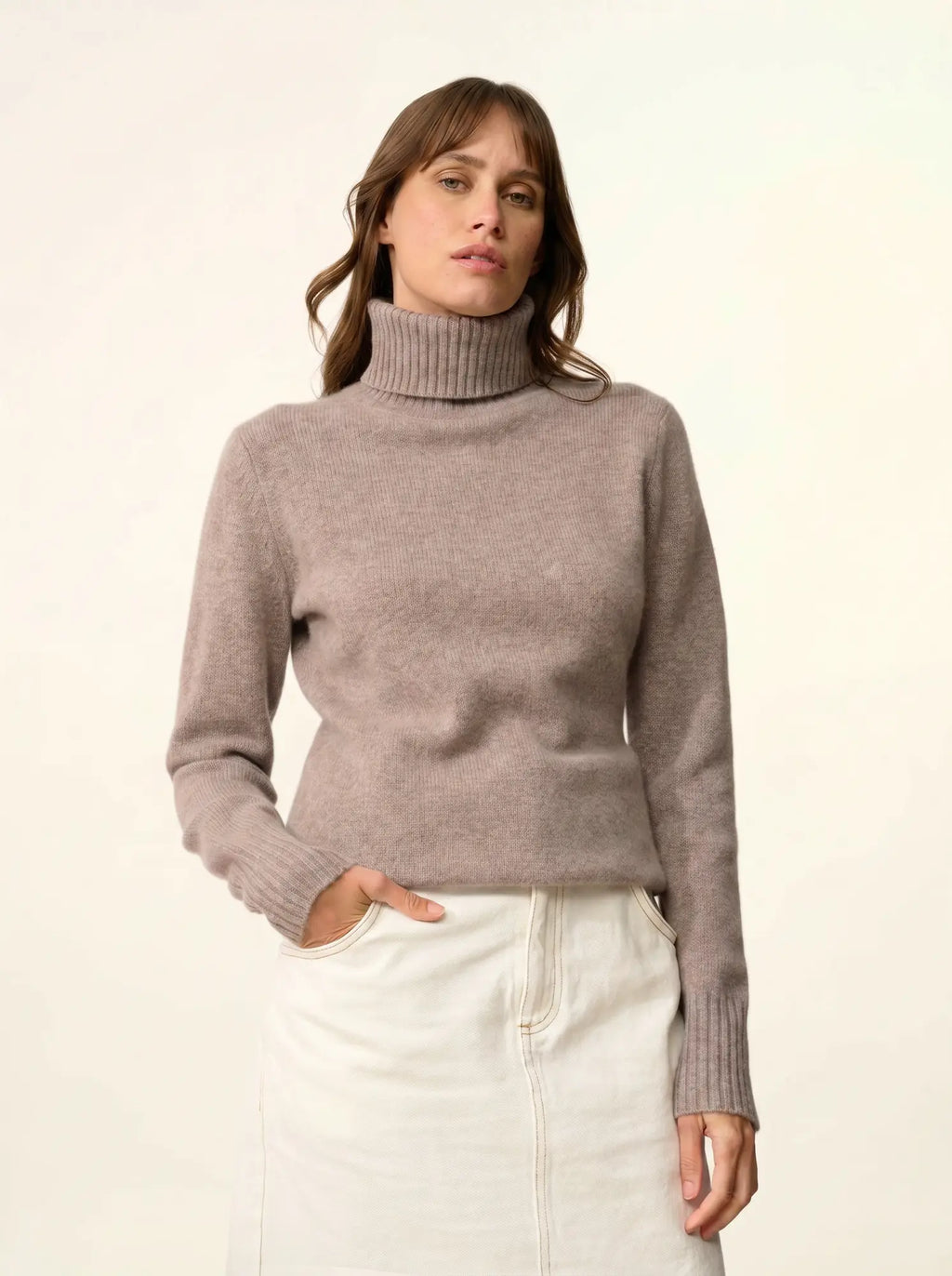 LUCIE Sweater Turtleneck 4 Ply Heather Caribou