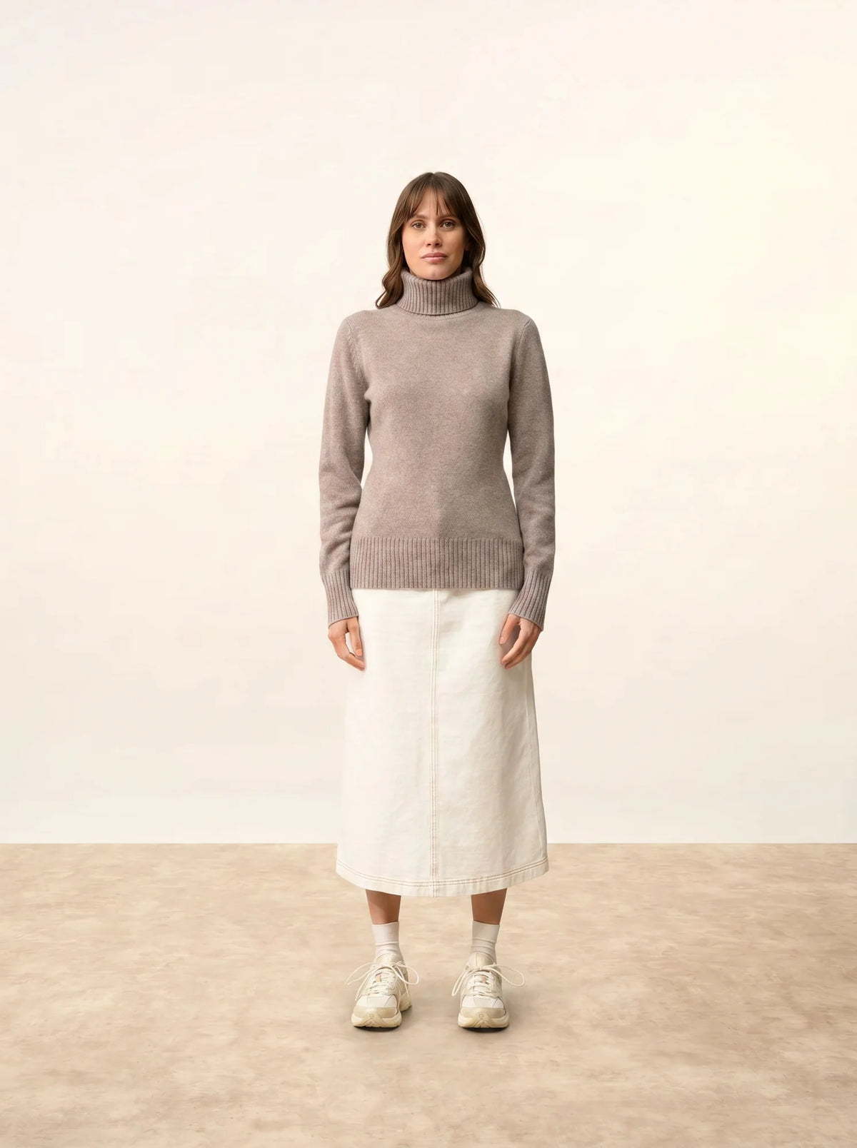 LUCIE Sweater Turtleneck 4 Ply Heather Caribou