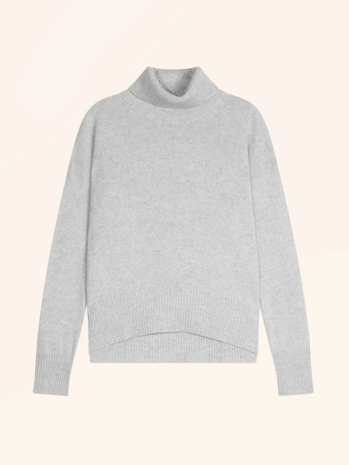 ROMANE Pull Col Roulé 4 Fils Gris Perle Chiné