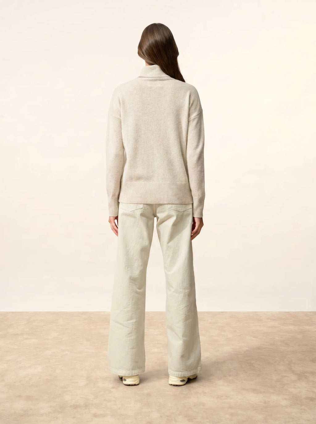 ROMANE Pull Col Roulé 4 Fils Gris Perle Chiné
