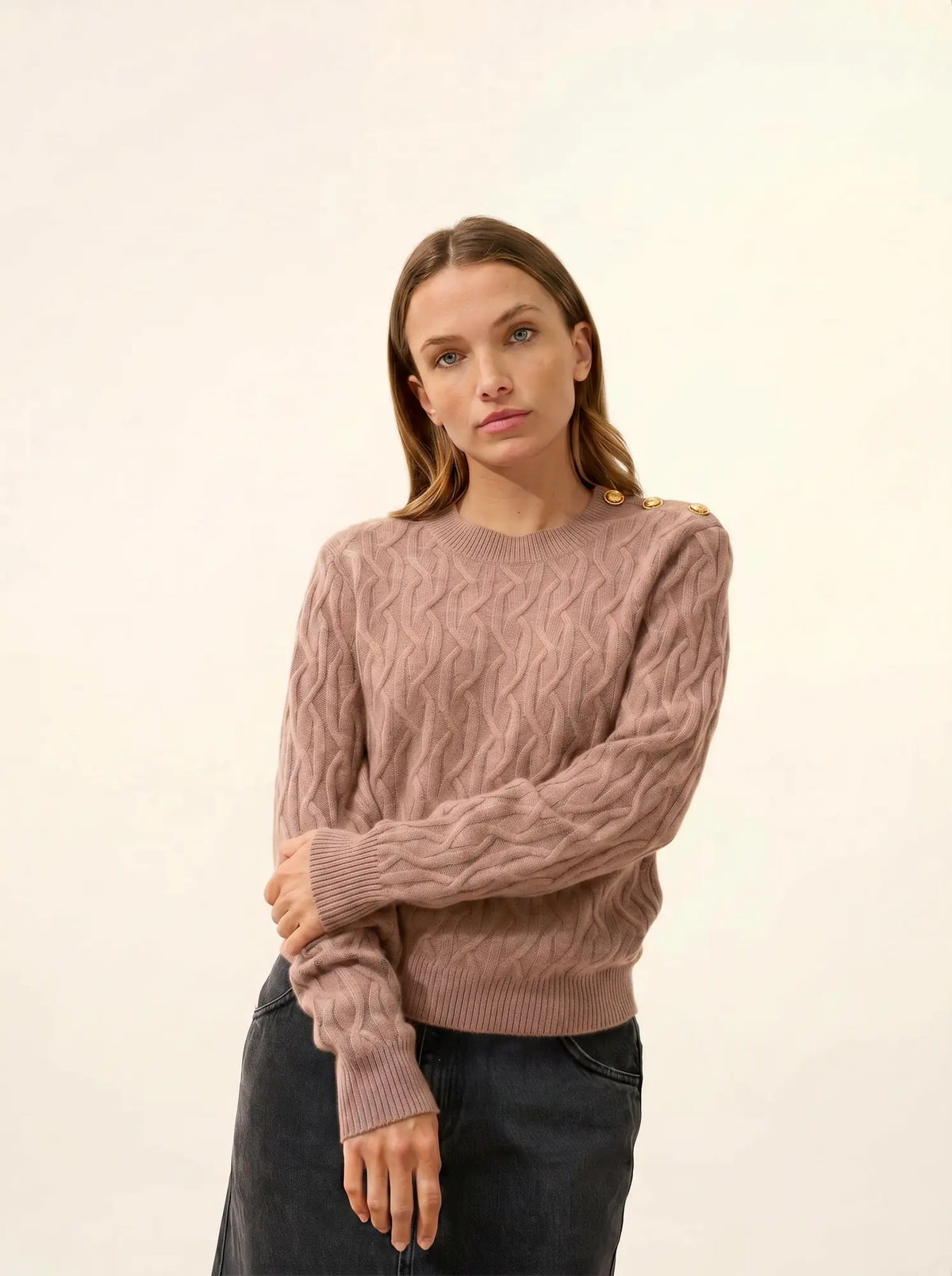 LYND Pull Col Rond Marin 4 Fils Camel Chiné