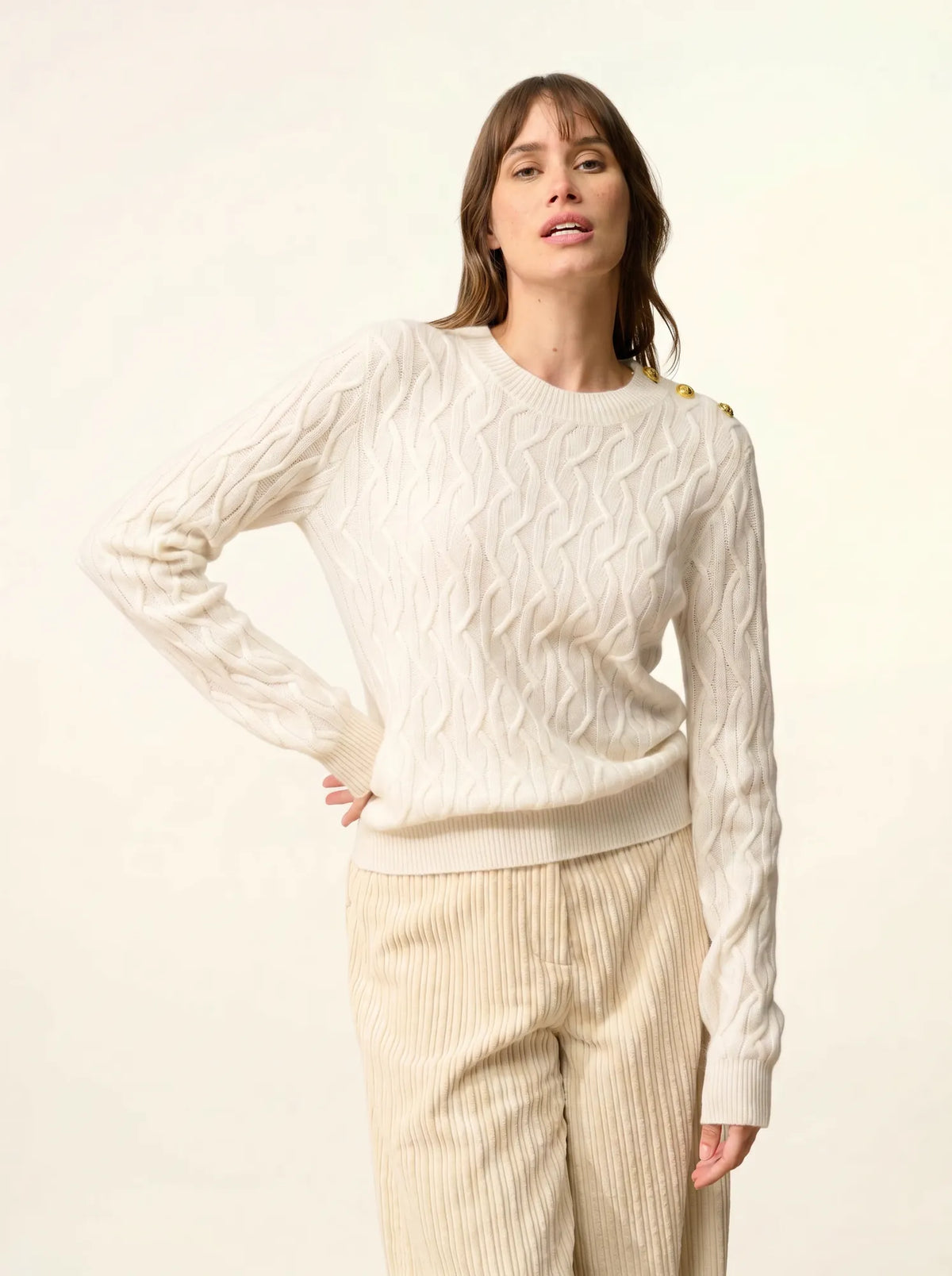 LYND Sweater Crew Neck Sailor 4 Ply Ivory