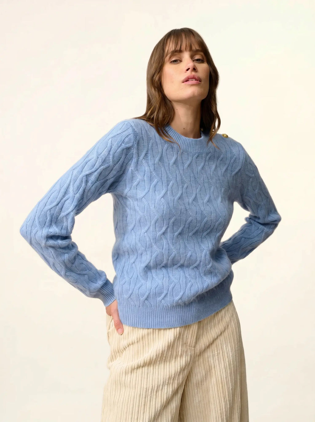 LYND Pull Col Rond Marin 4 Fils Ciel