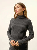 SUNNEVA Sweater Mock Neck 4 Ply Heather Charcoal