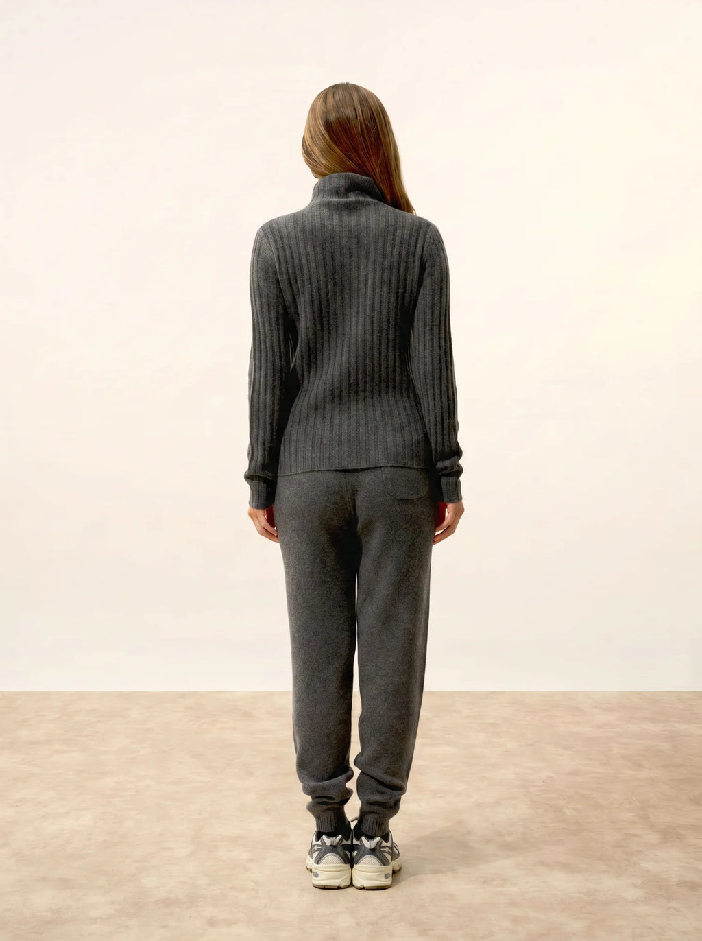 SUNNEVA Sweater Mock Neck 4 Ply Heather Charcoal