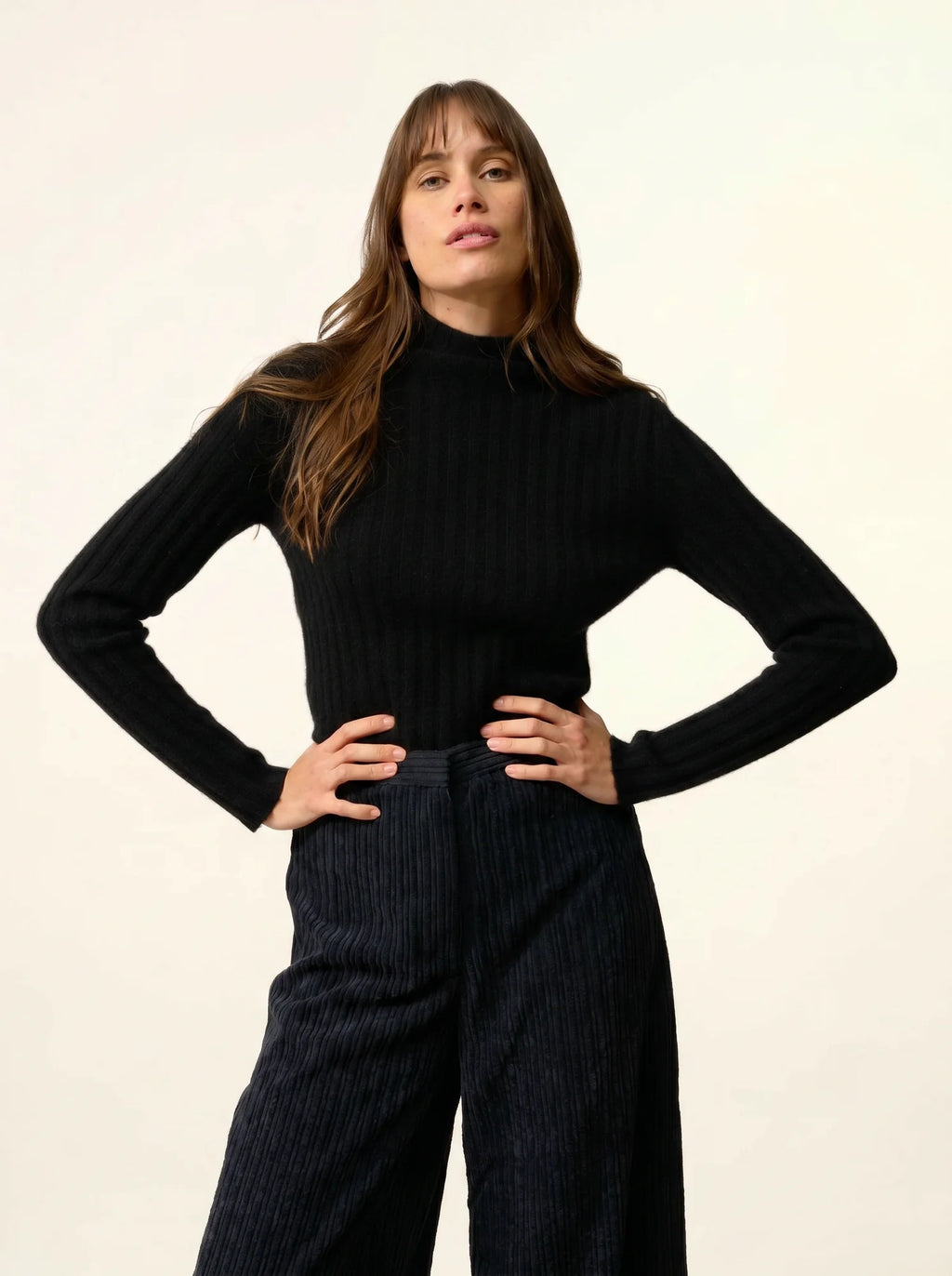 SUNNEVA Pullover Stehkragen 4-fädig Schwarz