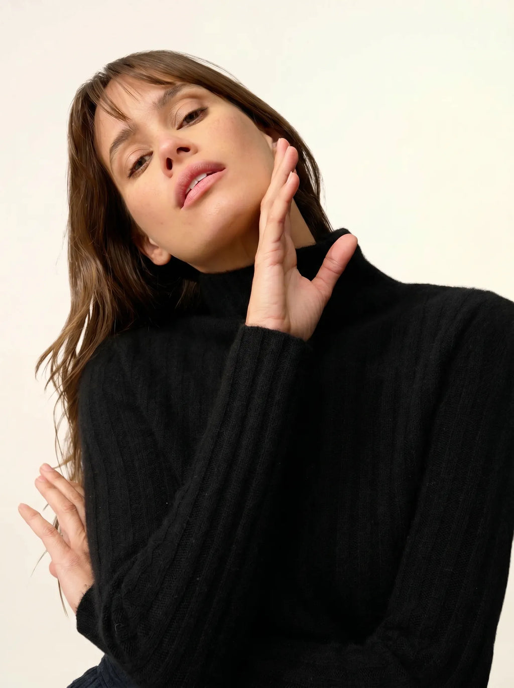 SUNNEVA Pullover Stehkragen 4-fädig Schwarz