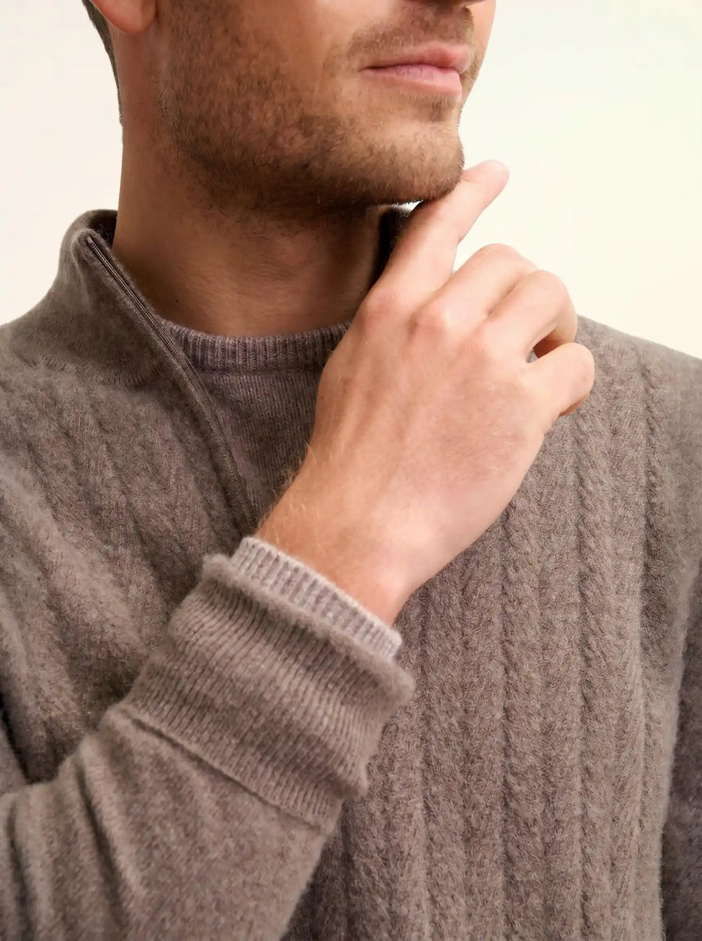 HILMIR Pull Camionneur Taupe Chiné