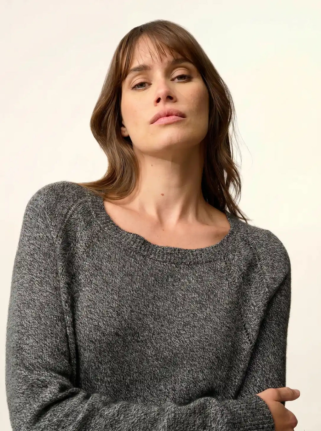 AREQUIPA Sweater Crew Neck 4 Ply Black and White