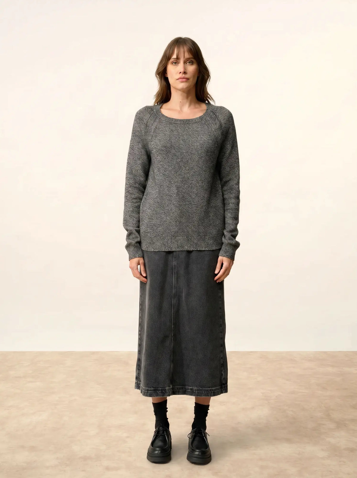 AREQUIPA Sweater Crew Neck 4 Ply Black and White
