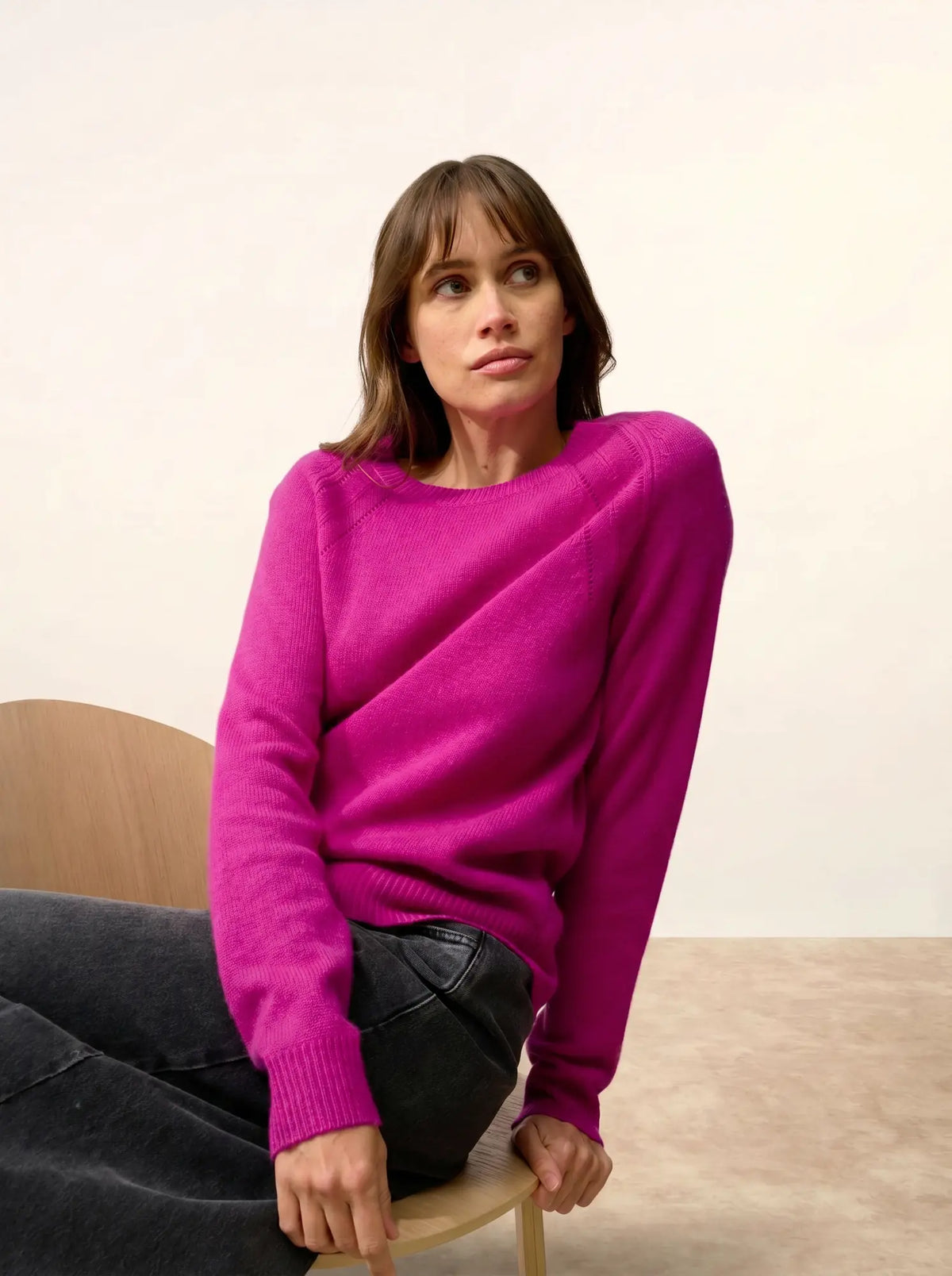 AREQUIPA Sweater Crew Neck 4 Ply Magenta