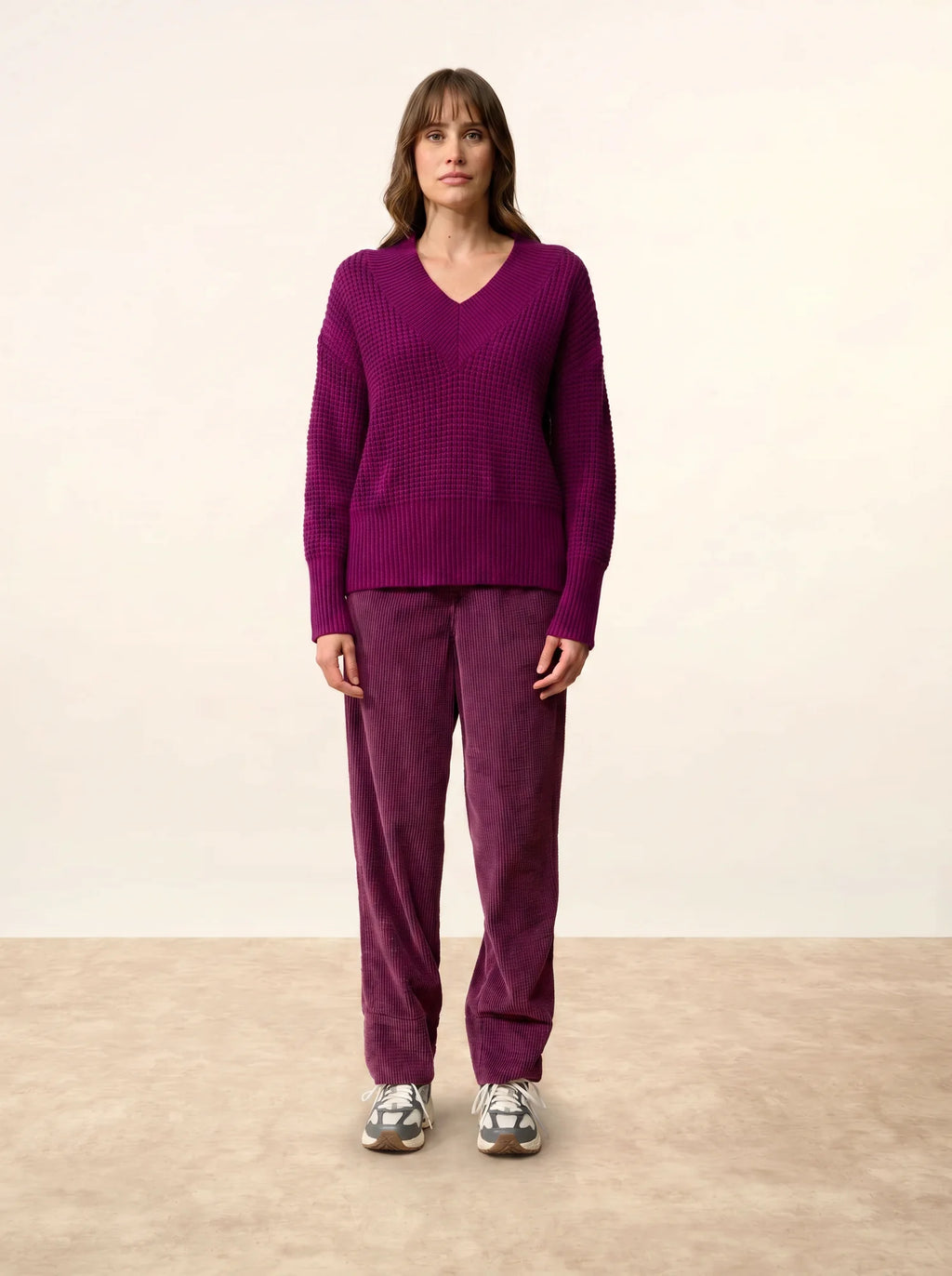 TACNA Pull Col V 8 Fils Prune