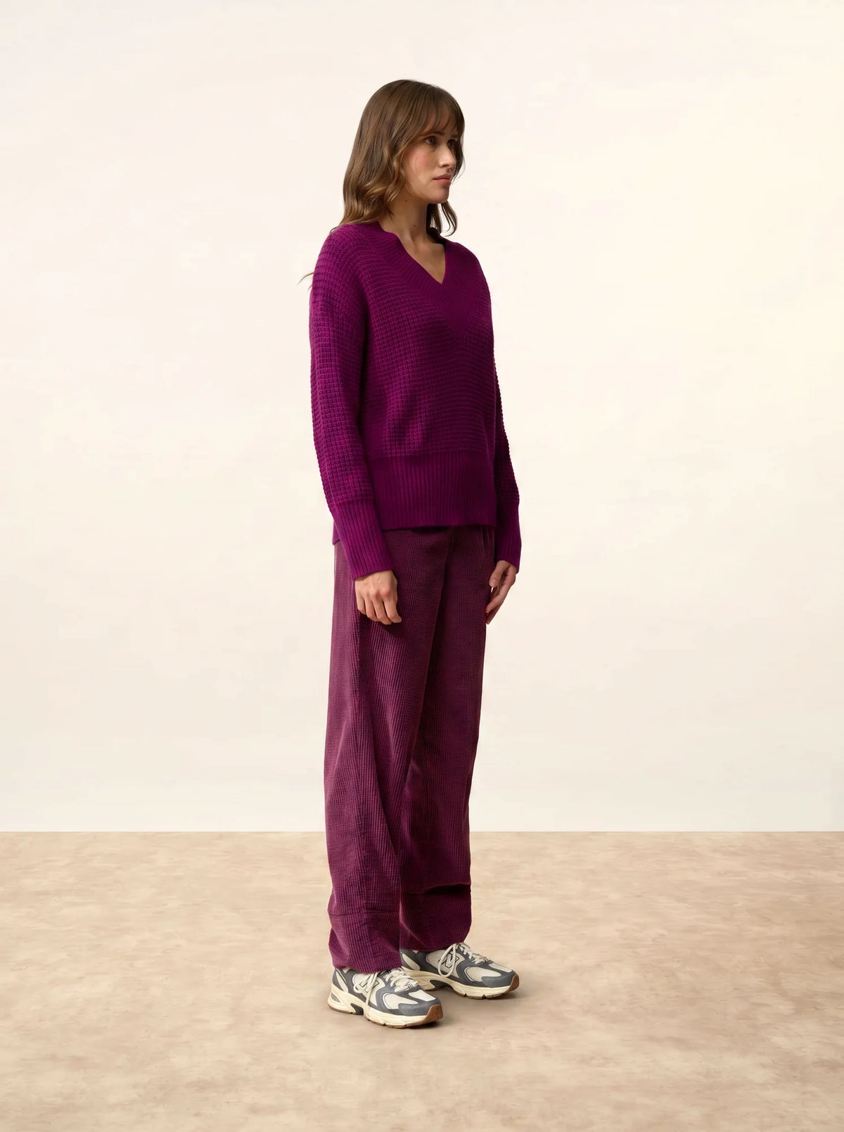 TACNA Pull Col V 8 Fils Prune
