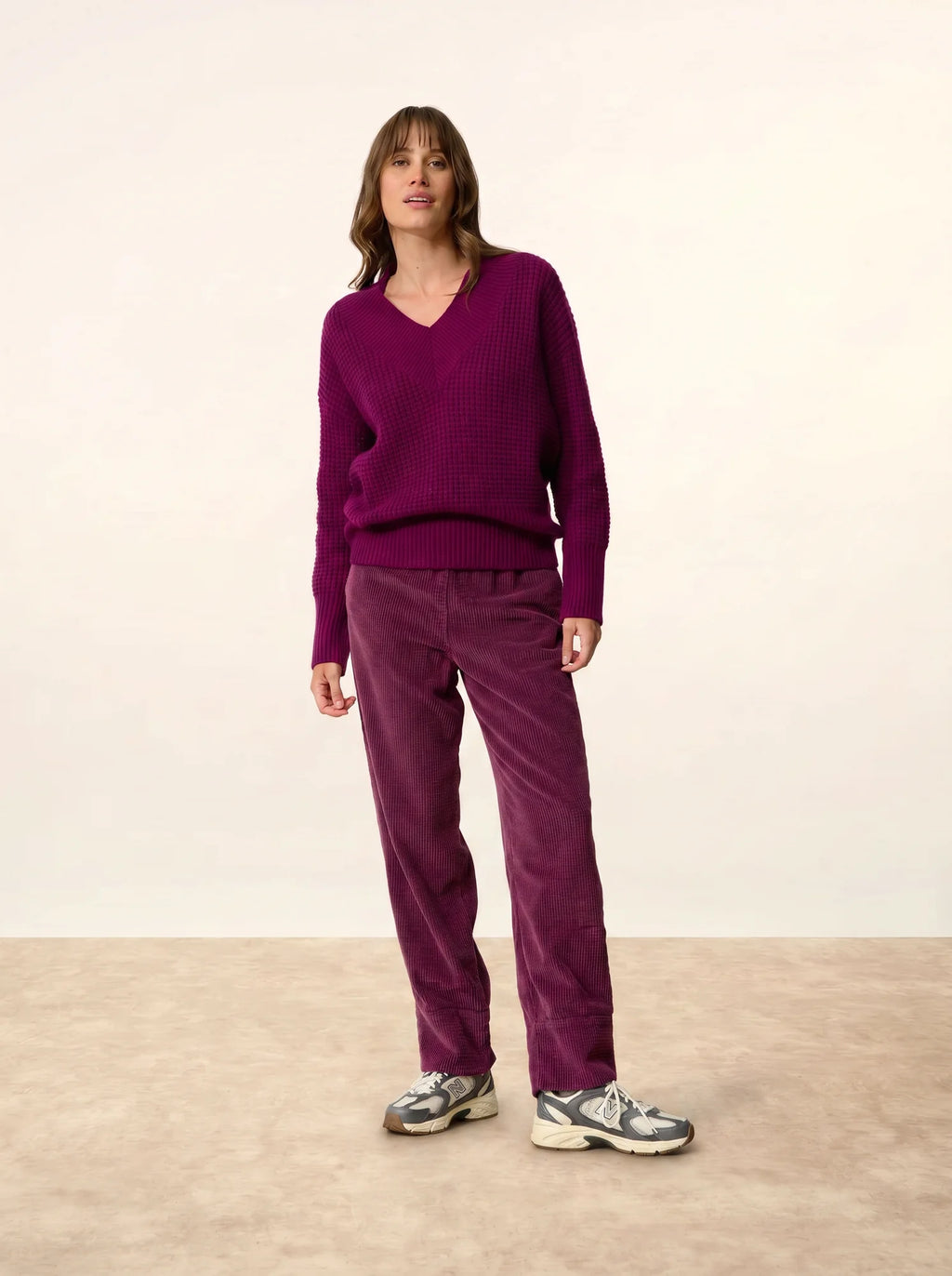 TACNA Pull Col V 8 Fils Prune