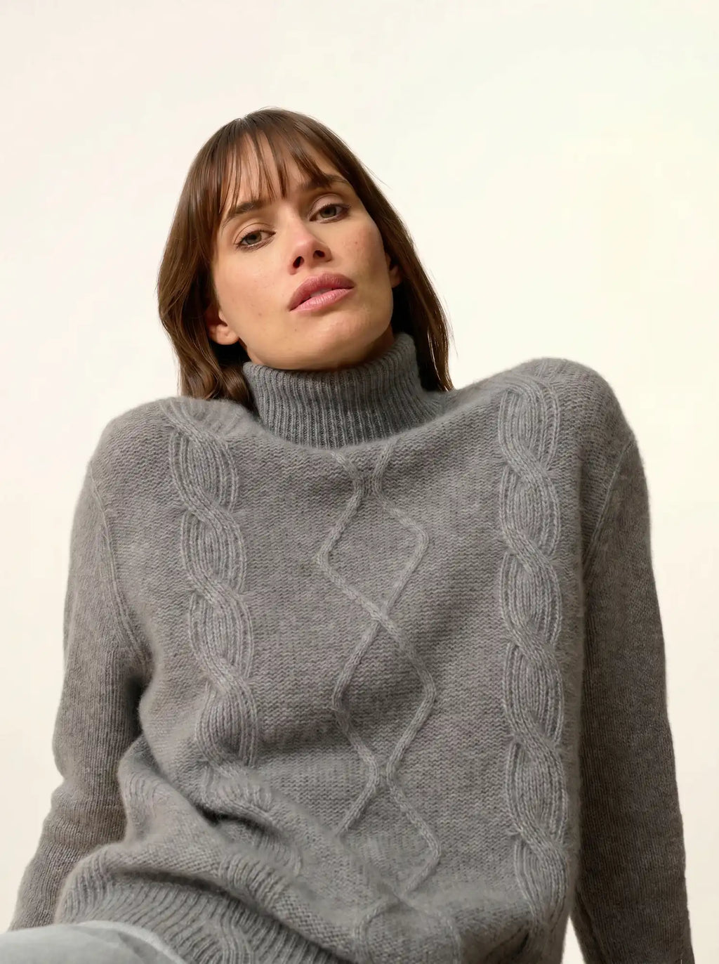 DOLMA Sweater Turtleneck 6 Ply Heather Flannel