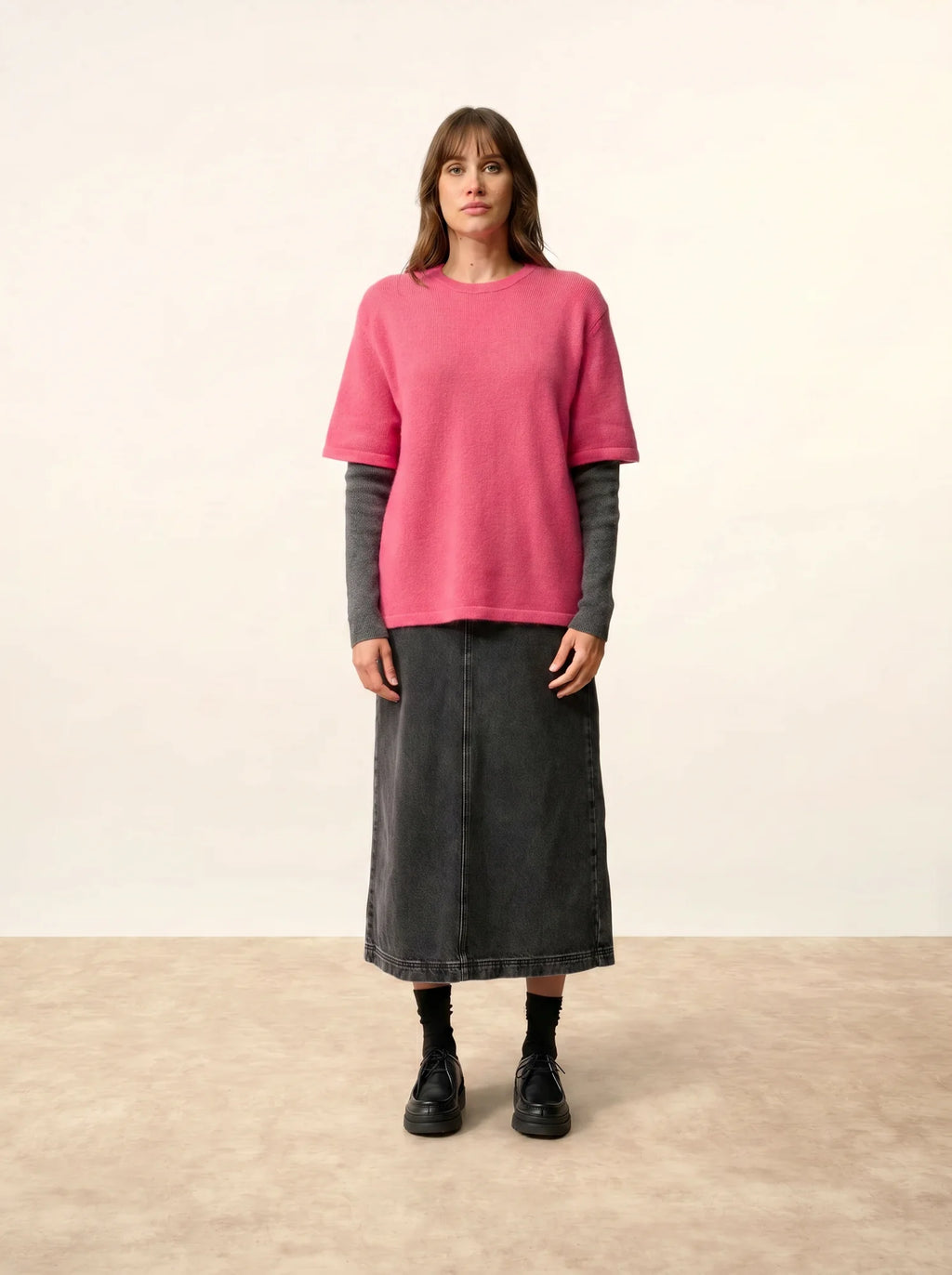 CARLA T-Shirt Rundhalsausschnitt 4-fädig Erdbeerrot