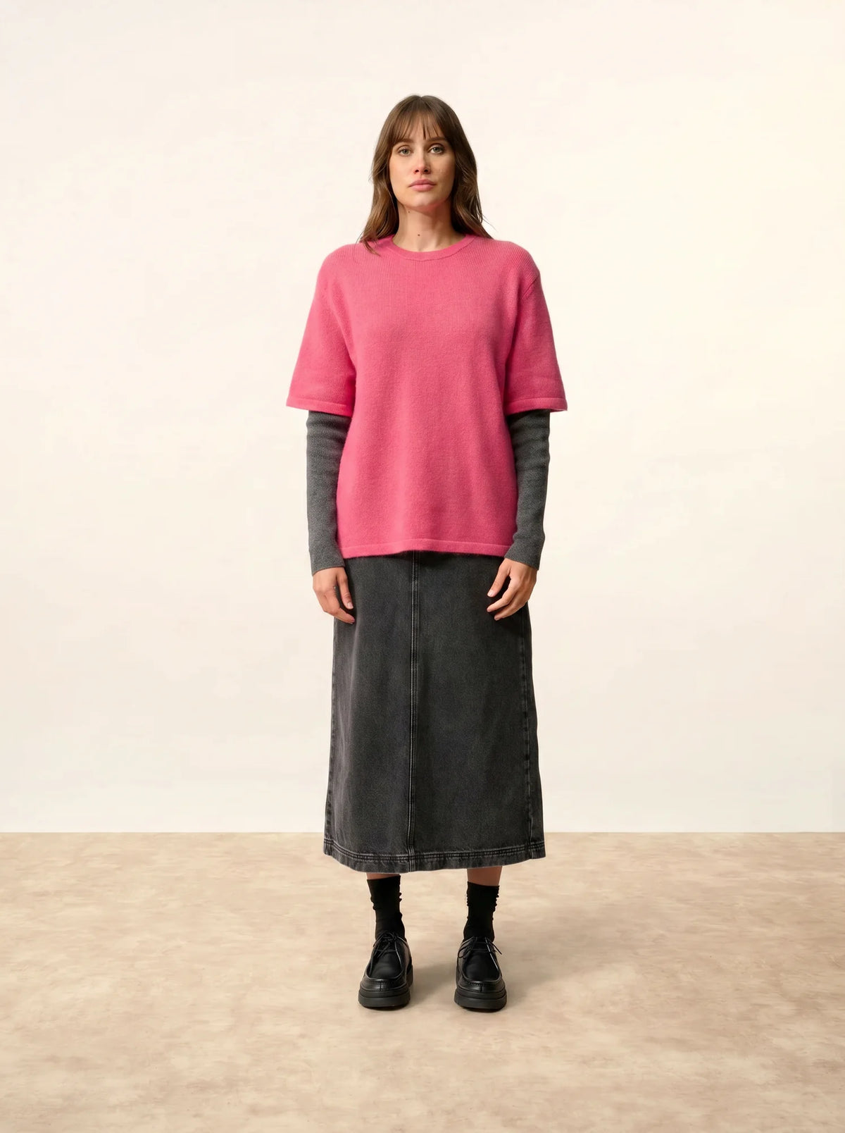 CARLA T-Shirt Rundhalsausschnitt 4-fädig Erdbeerrot