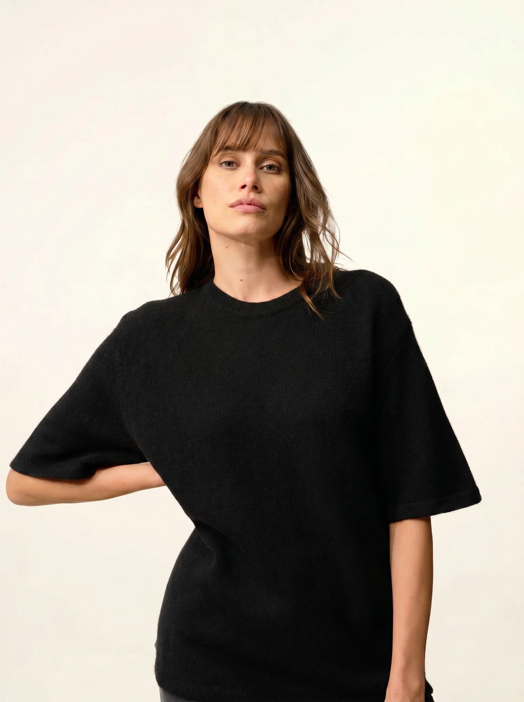 CARLA T-Shirt Rundhalsausschnitt 4-fädig Schwarz