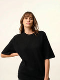CARLA T-Shirt Rundhalsausschnitt 4-fädig Schwarz