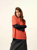 CARLA T-Shirt Col Rond 4 Fils Orange Chiné