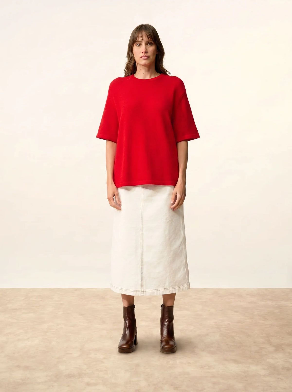 CARLA T-Shirt Crew Neck 4 Ply Red
